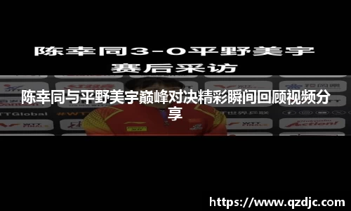 陈幸同与平野美宇巅峰对决精彩瞬间回顾视频分享